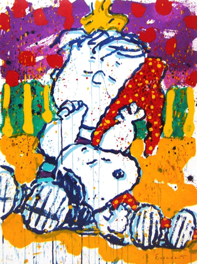 トム・エバハートの絵画作品　タイトルは、WHO PLACED THE WAKE UP CALL?